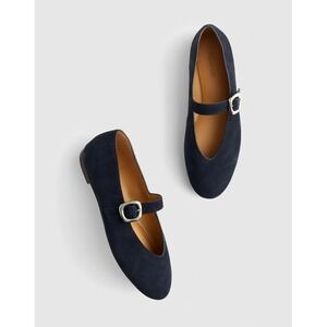 NEW Madewell Remy Mary Jane Flat Shoe Puffy Buckle Black Suede Sz 7 NX039